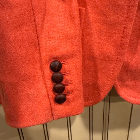 Vintage J Crew Coral Scottish Blazer Leather Buttons Size 12 - Picture 7 of 8